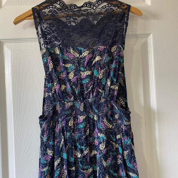 Free People Tea For Two Blue Lace Sleevles Dress - Picture 8 of 12